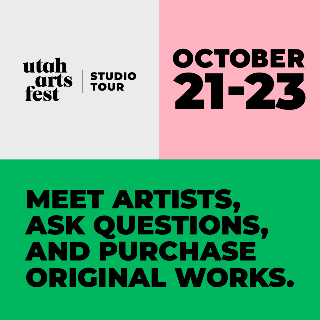 Utah Arts Festival's first annual Studio Tour runs Oct 21-23 featuring over 130 local artists. Visit studios, buy one-of-a-kind art, enter to win prizes, and support our local artists! Go to uaf.org/studiotour for more info.