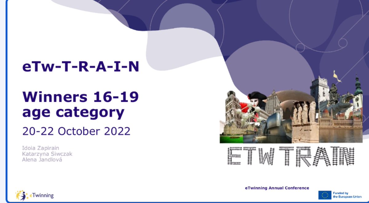 eusketwinning's tweet photo. #eTwConf22 @eTwinningEurope 
🗓️ Friday, 10/20 at 14:00: Maite Elejalde @etiamlekim will present 'Around the world with friends'. Runner-up 7-11 
🗓️ Saturday, 10/20 at 10:00: Idoia Zapirain @idoiazapi will present 'eTwTrain'. Winners 16-19 
 #eTwinningPrize22 @eTwinning_es https://t.co/QZpvFdJjxv