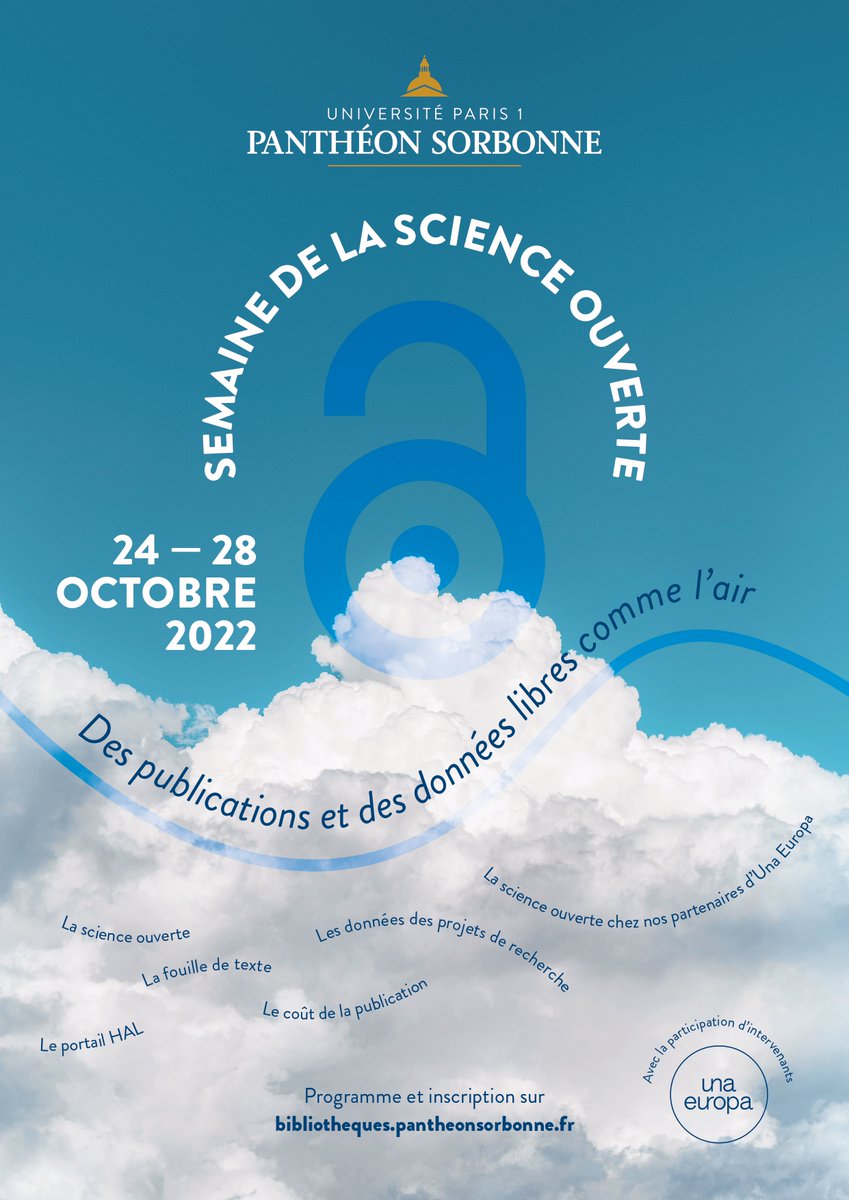 BIS_sorbonne's tweet photo. 📢 L'université Paris 1 Panthéon-Sorbonne participe à la semaine de la #scienceouverte du lundi 24 au vendredi 28 octobre 2022.
👉 Retrouvez le programme de ces journées et inscrivez-vous pour assister aux différents ateliers sur https://t.co/fnUngk3dQh https://t.co/ruB7Tw9bjP