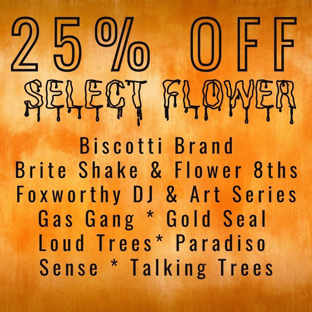 25% off All Concentrates

25% off Select Flowers
Biscotti Brand
Brite Shake &amp; Flower 8ths
Foxworthy DJ &amp; Art Series
Gas Gang
Gold Seal
Loud Tree
Paradiso
Sense
Talking Trees

Wednesday &amp; Thursday at PCC 

berkeleypatientscare.com/menu/?dtche%5B…