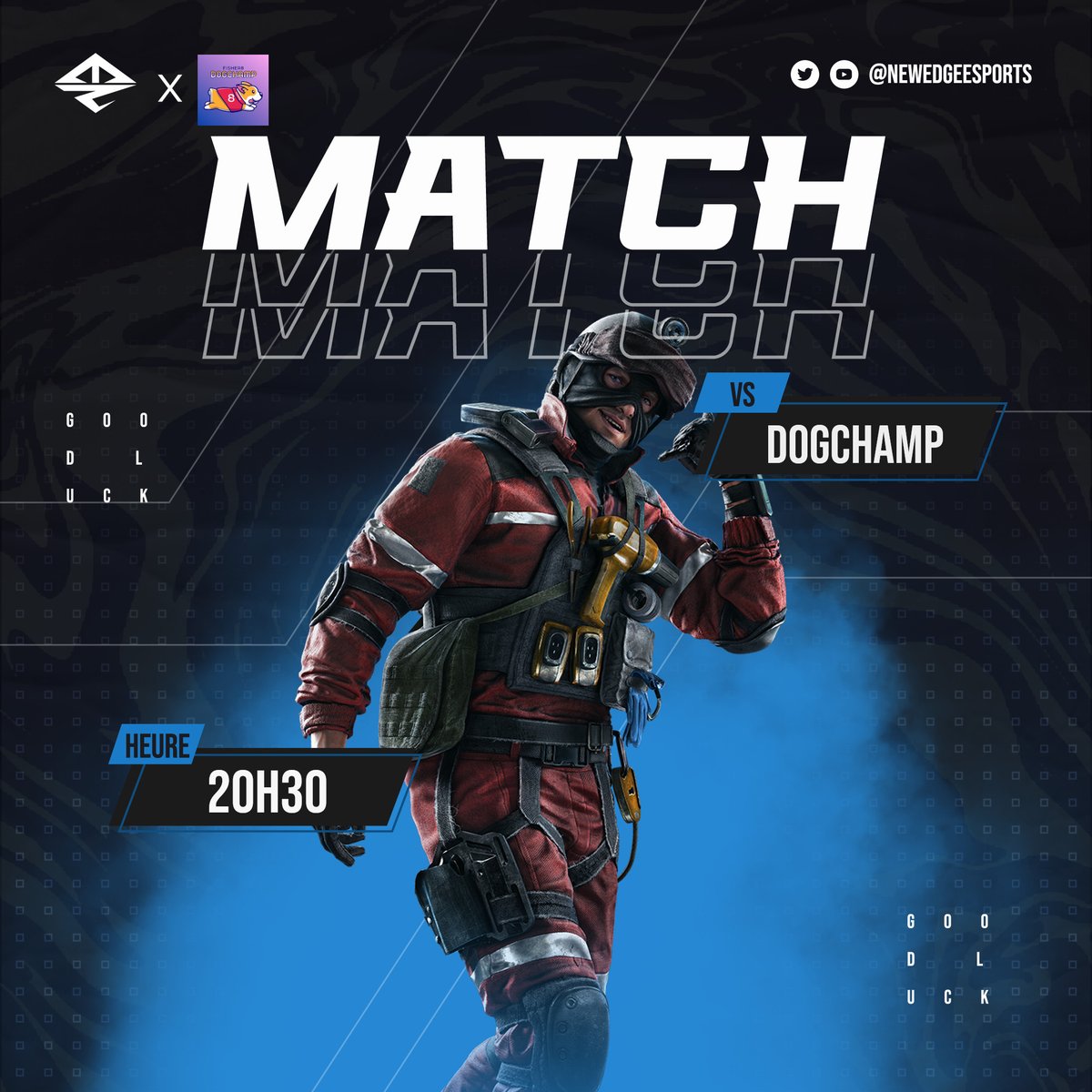 Ce soir 20h30⏰ notre roster R6S white <a href="/BecquetDylan3/">Becquet Dylan</a>  @Xn_NwE   <a href="/LeXiRuS_/">LeXiRuS</a>  <a href="/Suryno_/">Suryno 🇨🇵</a>  <a href="/Tipi_BRD/">Tipi</a>  va affronter💥 les <a href="/TeamDogChamp/">DogChamp</a>  en ELC

Nous comptons sur eux pour gagner ce match💪 

Malheureusement pas de stream prévu mais on est tous derrière vous🤗