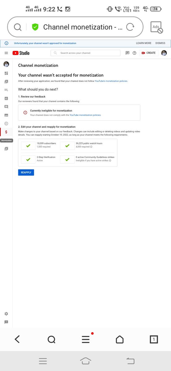 DSFagna1's tweet photo. Dear YouTube 
My 2nd channel got rejected 2 times monetization is getting rejected again and again despite having my own original content please sir solve my problem sir i am very upset @YTCreatorsIndia @TeamYouTube @YouTube 
Channel link👇
 https://t.co/9uAD5hzV6r https://t.co/1heL92obSu