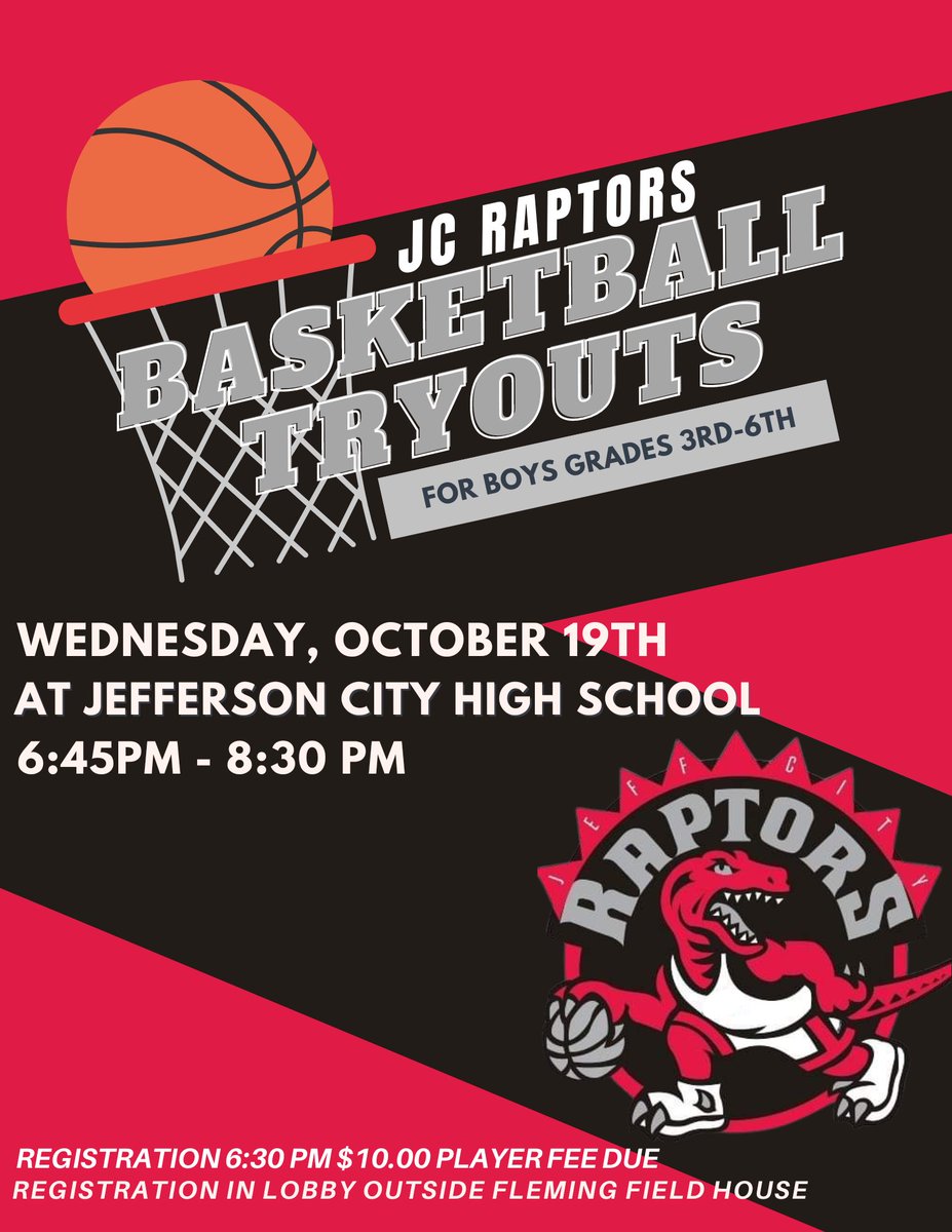 JcRaptors's tweet photo. See you TONIGHT at our official JC Raptors tryout for all boys, grades 3-6.  Bring energy and your own basketball if you desire to. Make sure to check-in at the registration table before entering Fleming FH! All 8 skills sessions were a huge success transitioning into tonight! https://t.co/hmmwMBmgLj
