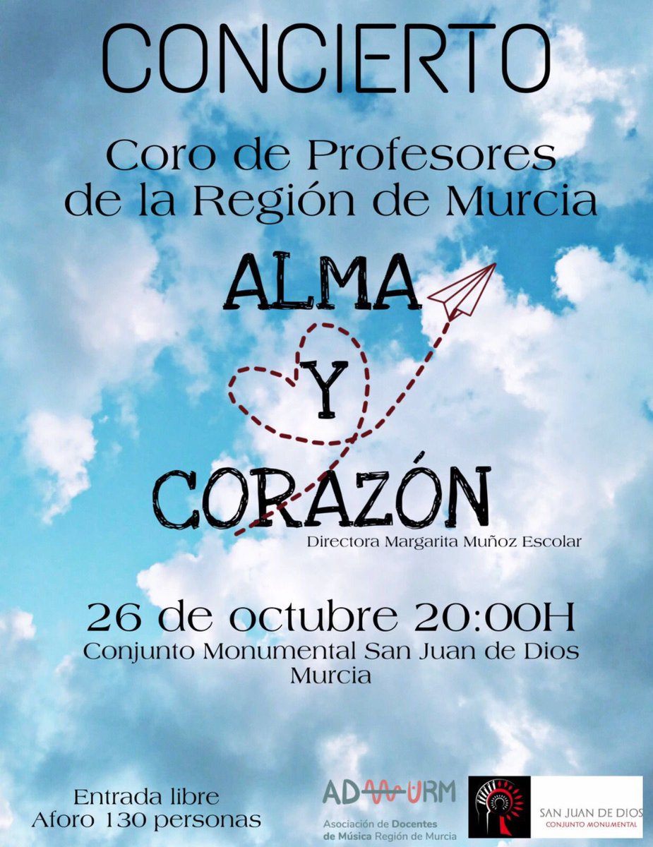 admurm_'s tweet photo. Se acerca el día 26 de octubre, 20:00h . San Juan de Dios @MuseosRegMurcia Planifica tu agenda y no te pierdas al @coroprofesRM.  Entrada libre hasta completar aforo !! @murciaeducadora @MurciaEduca @AytoMurcia @culturalrm @AUDITORIOMURCIA @coaemcoaem https://t.co/ia1JZ3HgmL