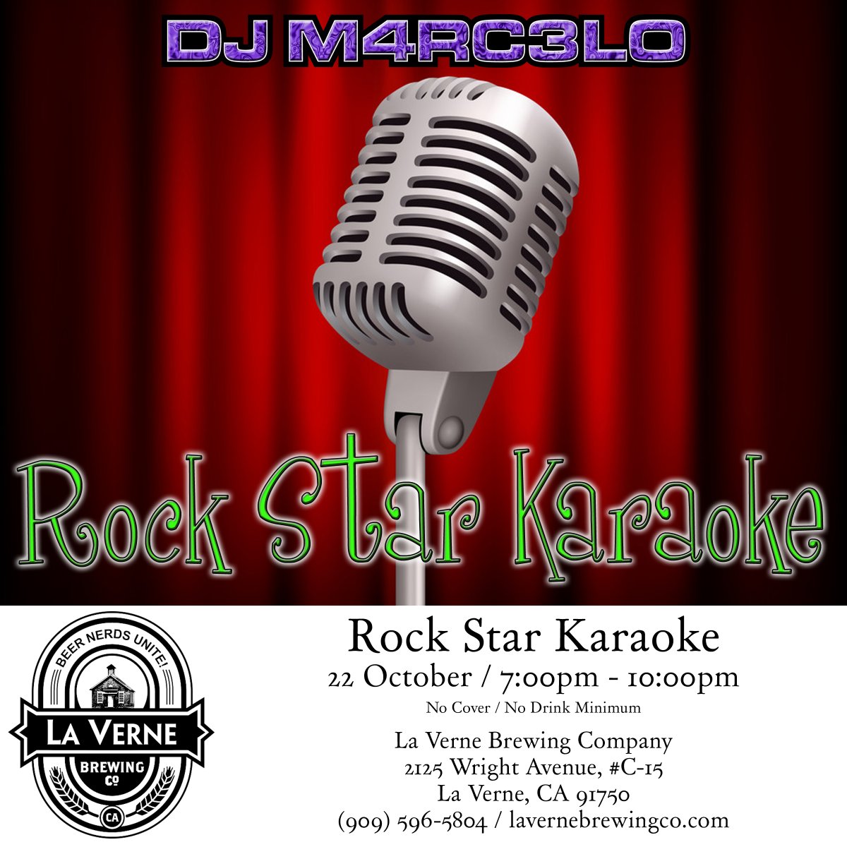 DJM4RC3L0's tweet photo. SATURDAY NIGHT! Get you a cold one &amp; some Rock Star Karaoke at @lavernebrewing
No Cover / No Drink Minimum
List begins at 6:30pm. First singer at 7:00pm.
#music #karaoke #beer
https://t.co/1fXv2le9A7 https://t.co/LpCB8QiHKG