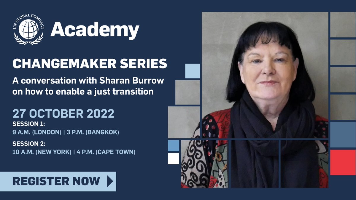 The next session of our Academy🎓 Changemaker series is on 2️⃣7️⃣ October! Representing over 200 million workers across the 🌎, hear from @ituc General Secretary @SharanBurrow as she shares her insights on the role of business in a Just Transition. 👉 bit.ly/3Cjup5E
