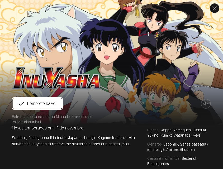 InuYasha Downs 🇧🇷 🐾 on X: InuYasha que estreia neste sábado na