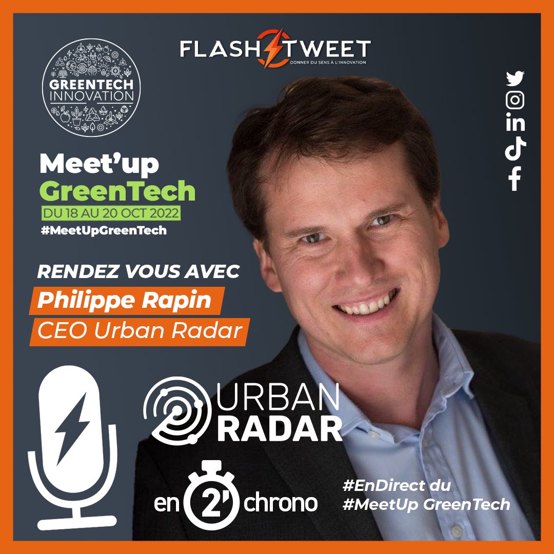 FlashTweet's tweet photo. ✅Le #FlashTweet, c'est fini
⏰RDV demain à 8h pour la suite du #FlashReportage au #MeetUpGreentech @GreentechInno
🎥 #ITV de 2 pépites de la #GreenTech :
📌@meersens en 2' avec @ReyHuet
📌@UrbanRadar_IO en 2' avec @RapinPhilippe
#StartUp #TransitionEcologique #FlashTweet https://t.co/xoa8TUvZ0w