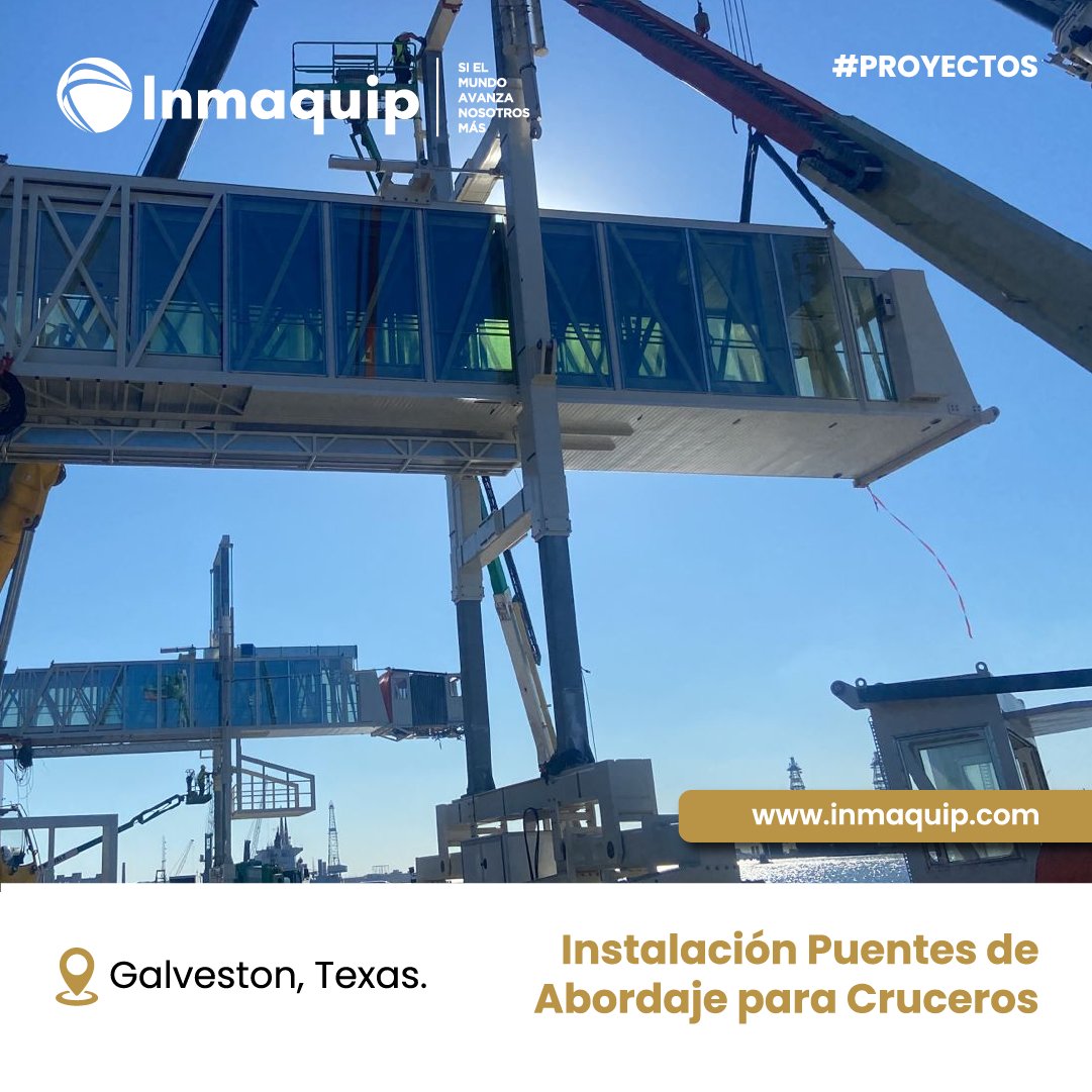 InmaquipSA's tweet photo. Installation of two boarding bridges for cruise ships at the Royal Caribbean terminal in Galveston, Texas, USA.
If the world is moving forward... We will go further!!!

#aereopuerto #industria #distribución #infraestructura #puentedeabordaje #Asia #Europa #América #USA https://t.co/ODPgUZr2BL