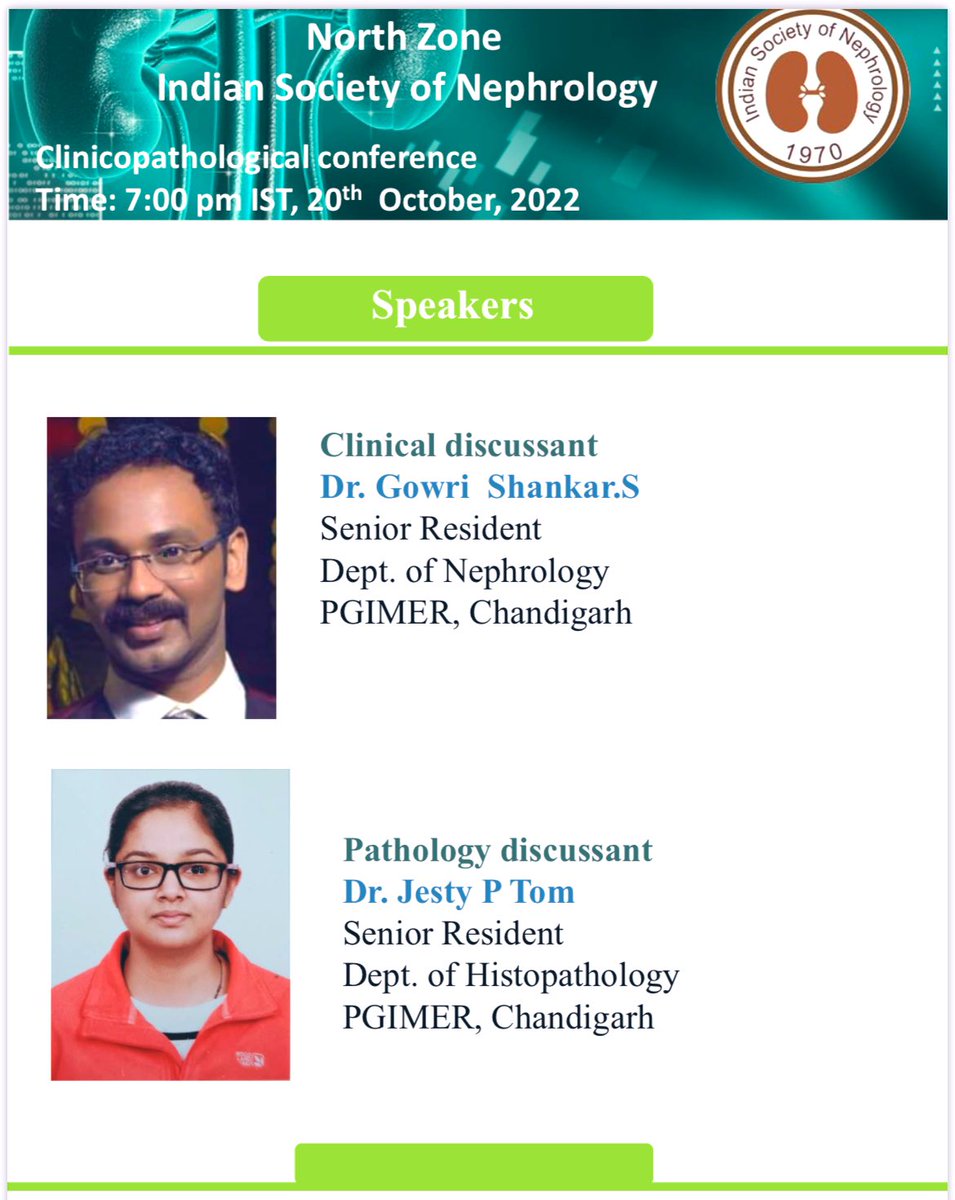🏵Clinicopathological Conference 

📲Book the date
📆20/10/2022
🕰07:00-08:00 pm

🎙Live Tweets 
<a href="/raja_1980/">Raja Ramachandran (राजा)</a>
<a href="/iamnephrologist/">Sourabh Sharma</a>

<a href="/isn_india/">Indian Society of Nephrology</a> <a href="/ISNeducation/">ISN Education</a>
#ISNNZ #ISNNZ_CPC
