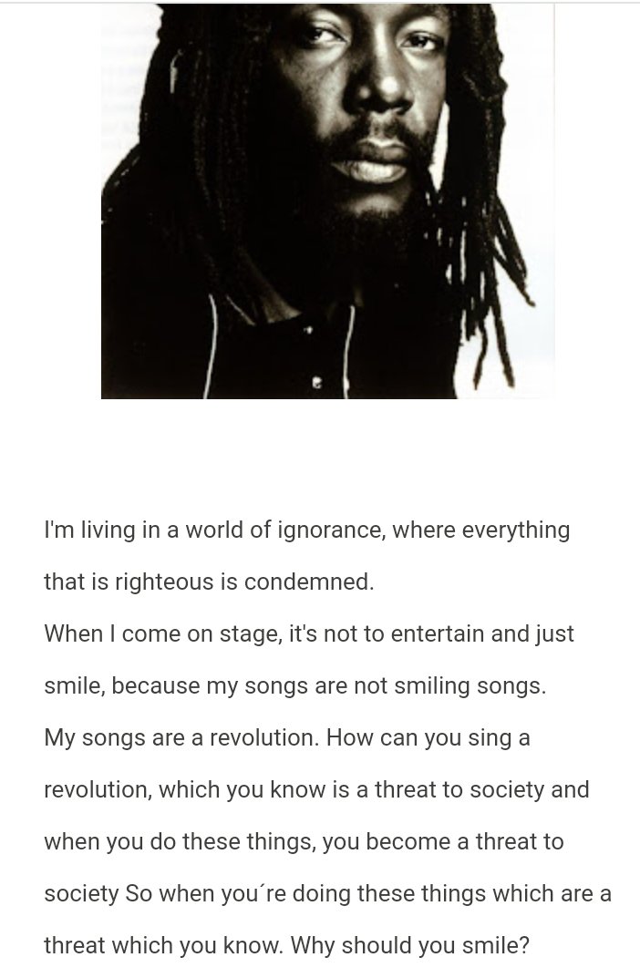 joellytottila's tweet image. My songs are not smiling songs - Peter Tosh OM