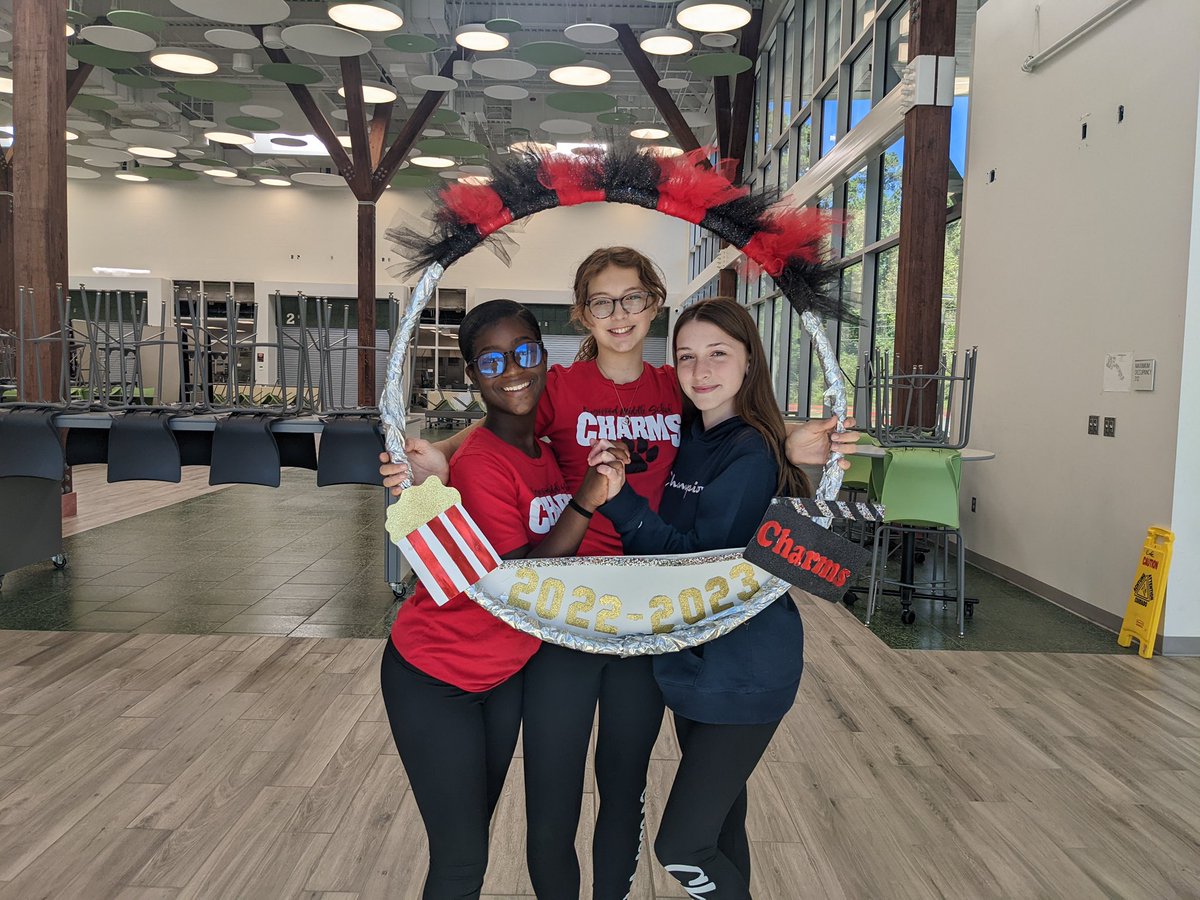 DanceKms's tweet photo. Congratulations to 8th graders Ryan, Rya and Jaci for being selected as Charm of the week for our last football game! We are so proud of all of your hard work and the positive example you set for our younger team members. #kmscougarpride https://t.co/JhlEe8a0uC