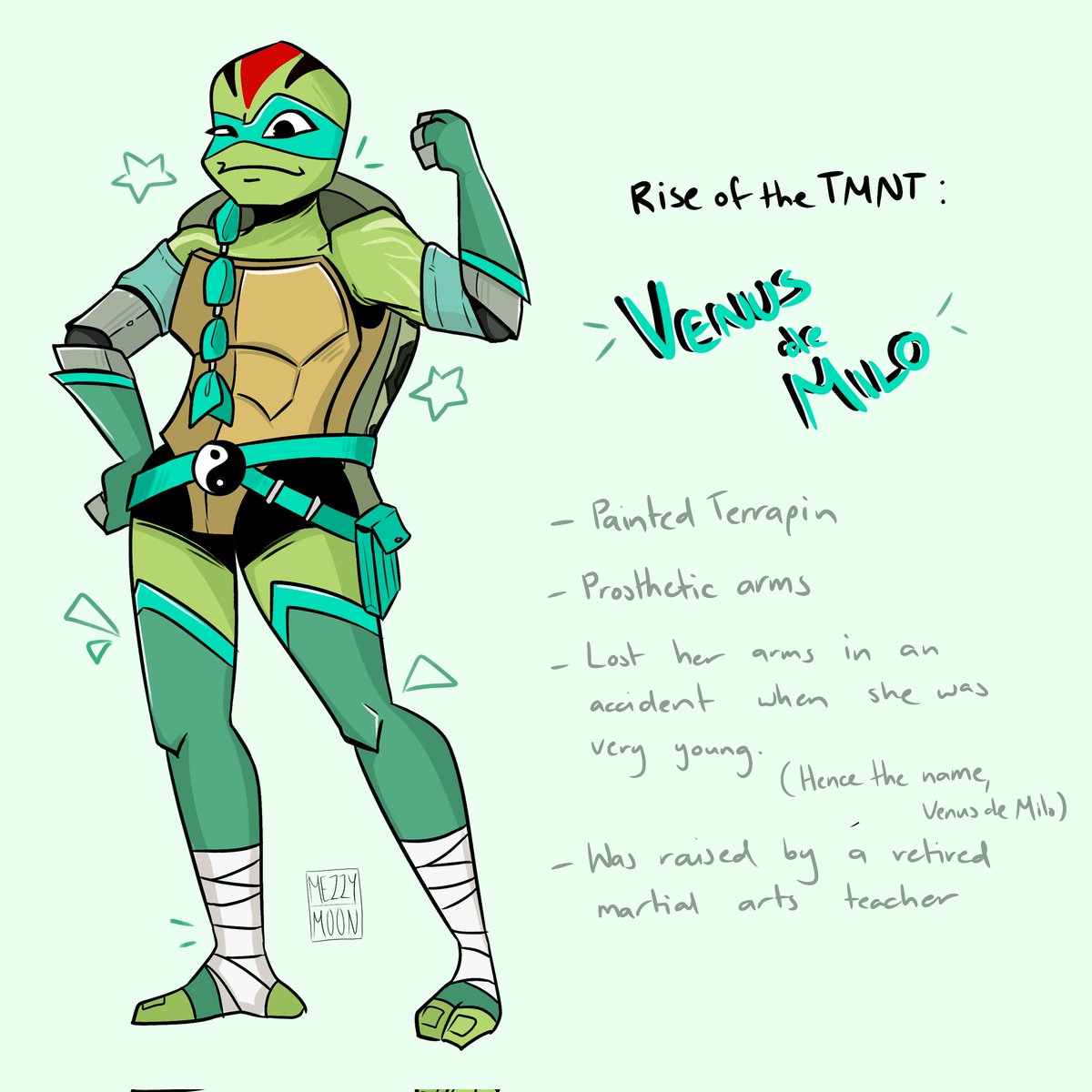 mezzymoon's tweet photo. My take on a Rise TMNT ver. of Venus de Milo. I know shes not that popular, but I would be such a fan of her if she was in Rise!!! ♡♡♡

#rottmnt #rottmntfanart #venustmnt https://t.co/1VGfDg70qQ
