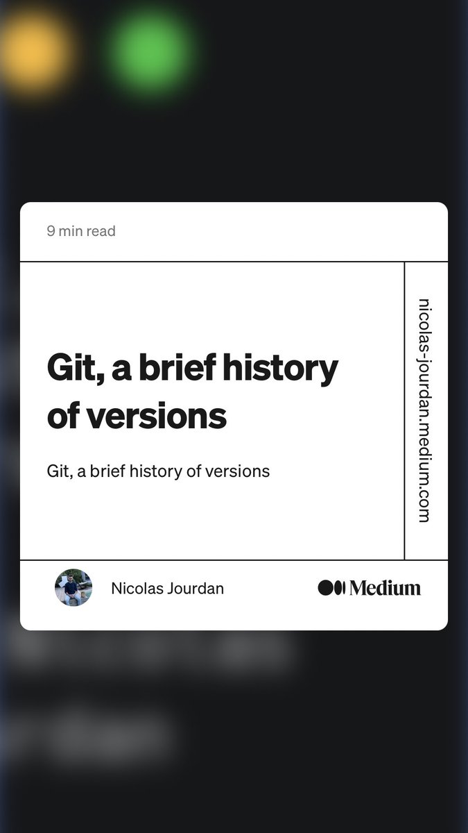 NicolasJourdan_'s tweet image. I just published my first story on medium! I would like to share some explanations and tips about this amazing tool! Don’t hesitate to send me feedback 👌
Git, a brief history of versions 🚀
#git #developers #versionning #
link.medium.com/HPBU5m1Xfub