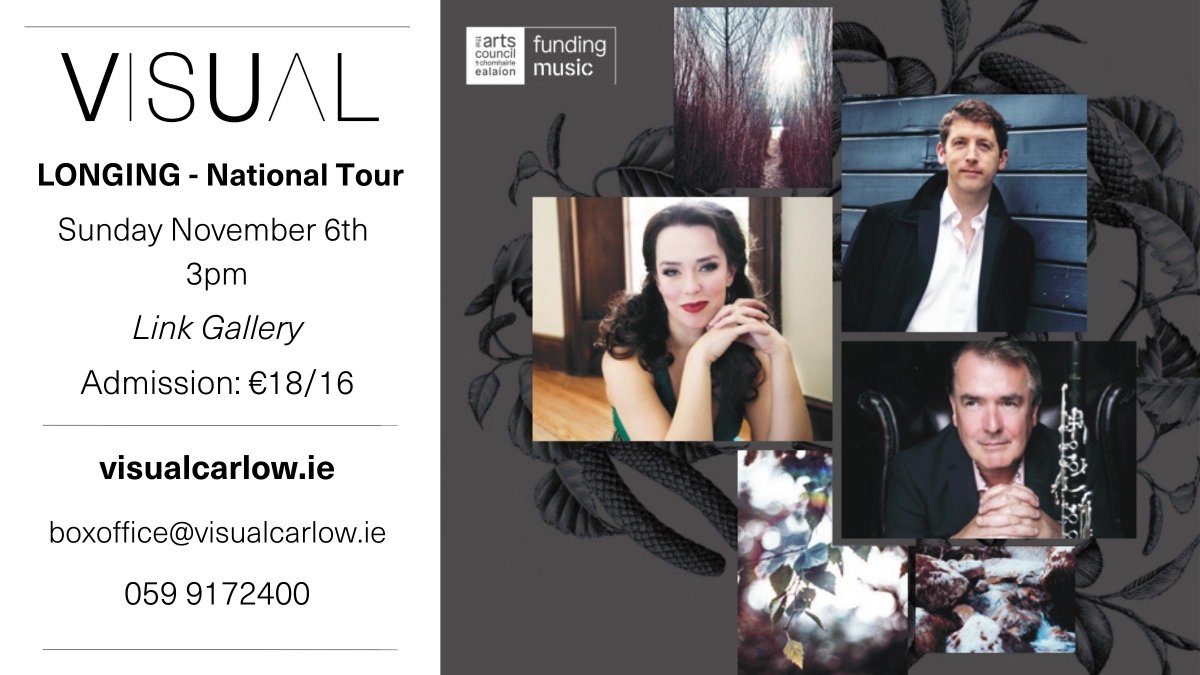 VisualCarlow's tweet photo. LONGING will take place on Sunday the 6th of November at 3pm in VISUAL's Link Gallery. Tickets can be booked online at https://t.co/CJ1M6Qgyp6 or by calling box office on 059 9172400.
#VisualCarlow #LinkGallery #Longing #NationalTour #FinghinCollins #SharonCarty #JohnFinucane https://t.co/8VF84QIbDy