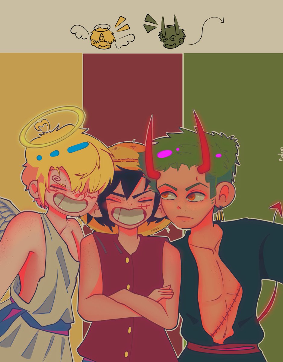 pudMlM's tweet photo. Angel and demon monster trio #onepiece https://t.co/alnGOP2h6w