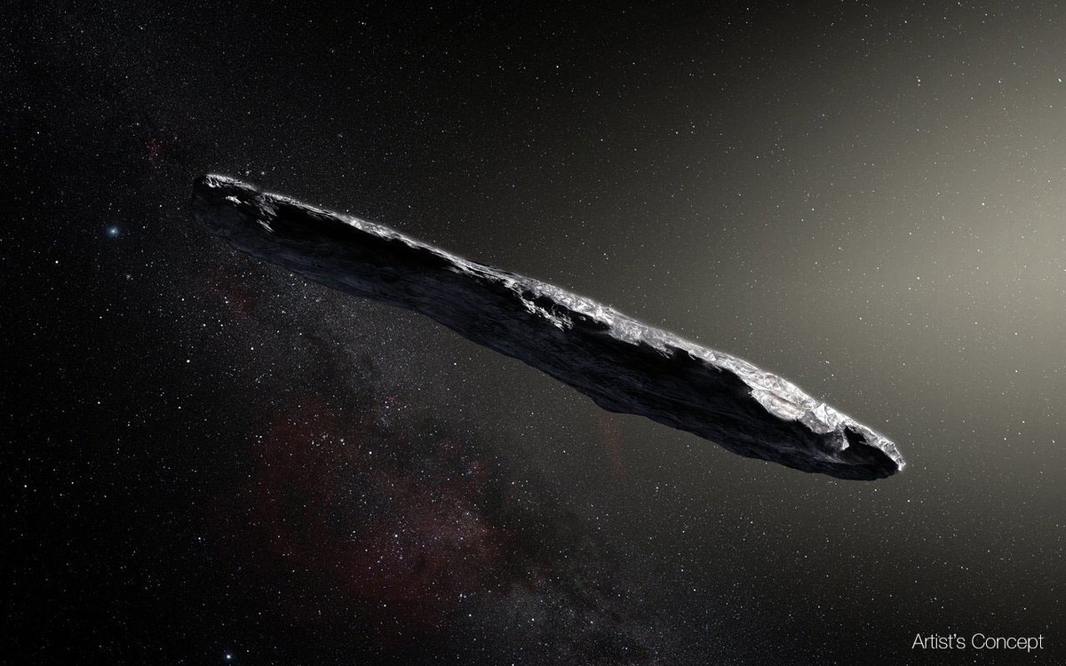 A spine-tinglingly strange visitor 👻 

'Oumuamua, the 1st known interstellar object to visit our solar system, was discovered #5YearsAgo today, but will likely never be seen again. 

Find out the curious and unexpected characteristics of 'Oumuamua: go.nasa.gov/3rUKHvN