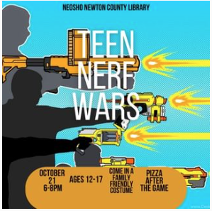 NNCL_Library's tweet image. TEEN NERF WARS!!!
October 21, 6-8 pm
Ages 12-17