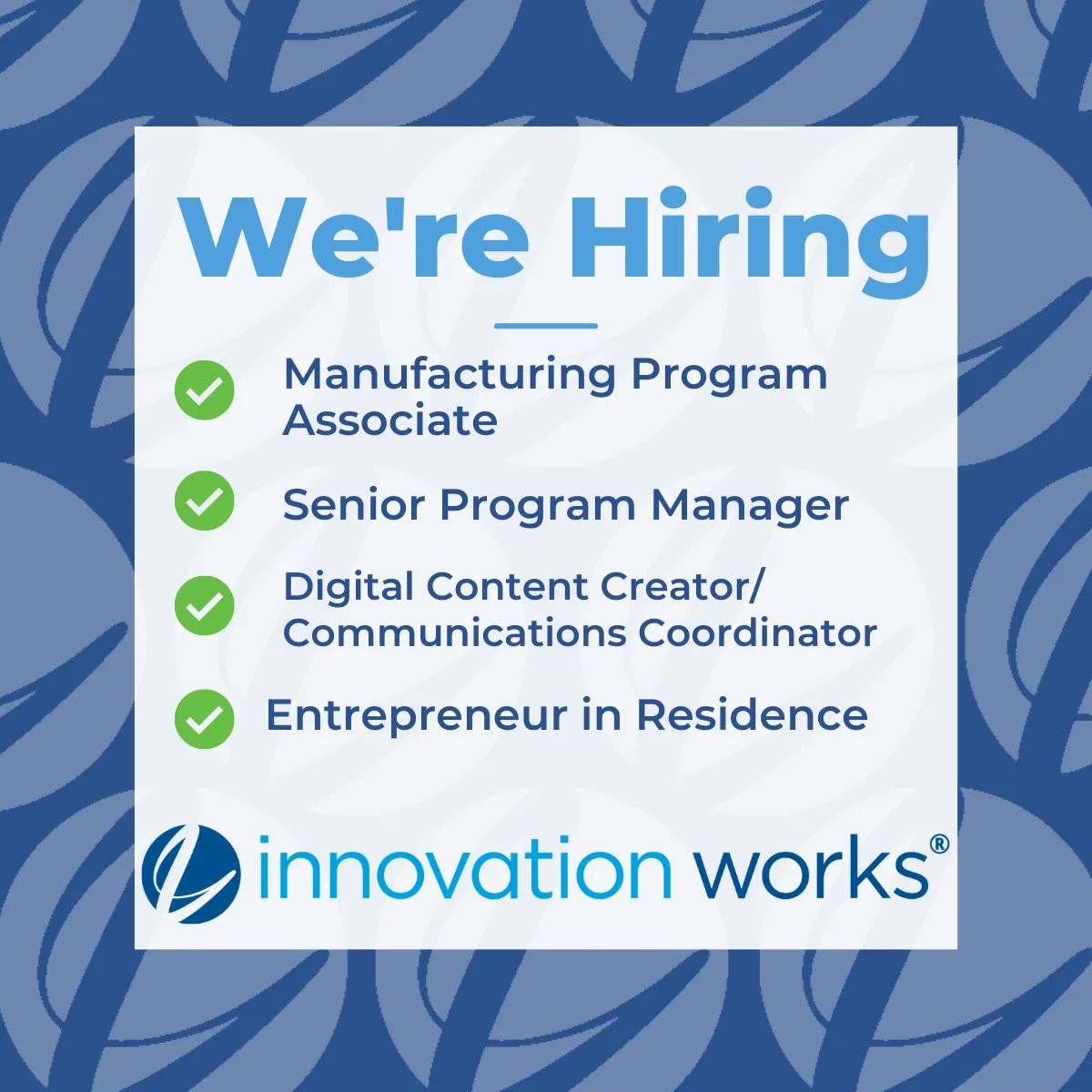 We're hiring! IW is expanding our team &amp; looking for talent to help take our companies to their #NextStage of growth.

If you are interested in applying, check out our IW Job Board: buff.ly/3r6XdJd

#Hiring #Startups #Software #Hardware #LifeSciences #Robotics