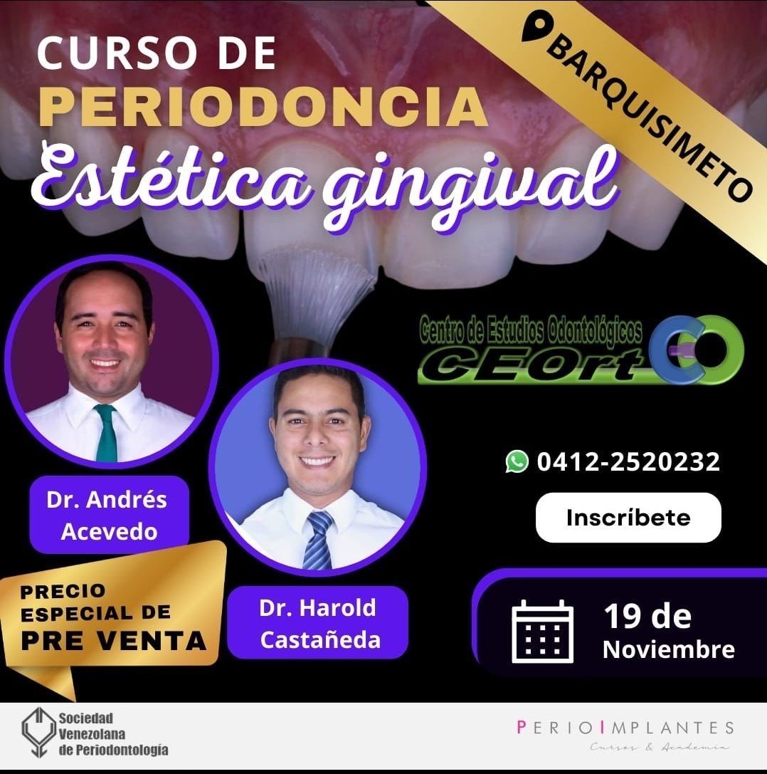 svperiodoncia's tweet photo. #19deNov ¿Quieres aprender acerca de la estética gingival?
Presencial. #Barquisimeto Info: 0414-1045410
0424-1382729
cursosperioimplantes2021@gmail.com
#Periodoncia #Gingival #Estética https://t.co/YWyyXEl79T