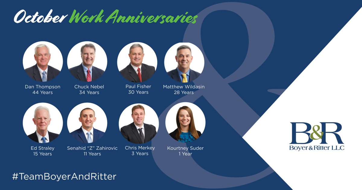 BoyerandRitter's tweet photo. Please wish a happy #workanniversary to the following individuals. We are so happy to have you on #TeamBoyerandRitter! https://t.co/NG0l0LDAGm
