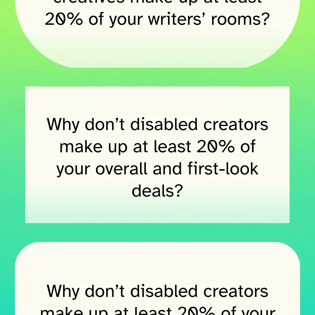 DisabilityIsDEI's tweet photo. 20+% of U.S. adults are disabled. If you want to empower talent in a truly diverse and equitable way, then disabled creators need to be included in your first-look and overall deals.
#DEI #DisabilityIsDiversity #EntertainmentIndustry #Hollywood #FirstLookDeals #OverallDeals https://t.co/MHGFGzcyeh