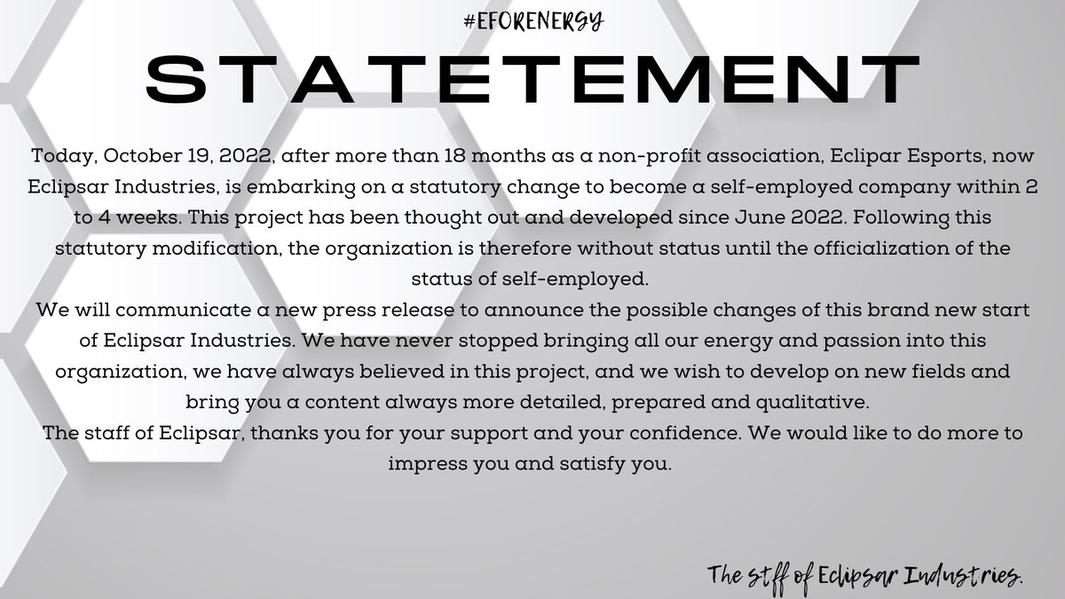 EclipsarTeam's tweet photo. #STATETEMENT October 19, 2022 https://t.co/YoglTpCZvb