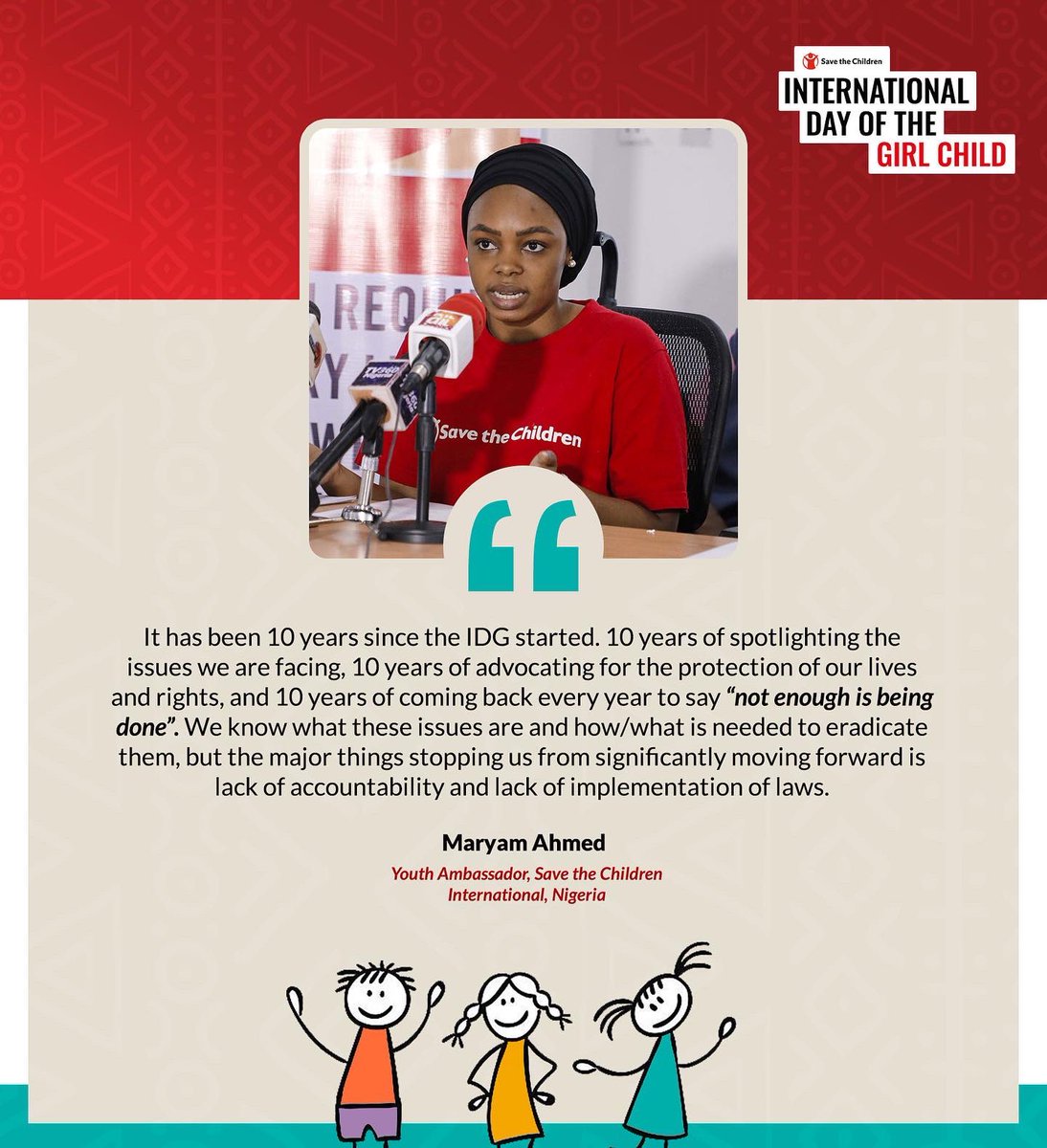 savechildrenNG's tweet photo. Highlights from our press conference regarding the day of the girl child. Tap the like ❤️ button and retweet to support #IDG22 https://t.co/x8Sg4fwUP6