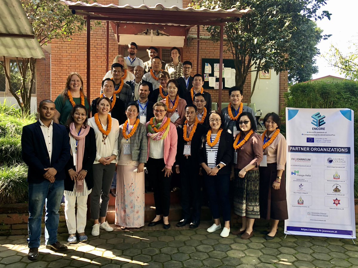 BeansCristina's tweet photo. This week with the @EUErasmusPlus #ENCOREproject in Kathmandu, Nepal 🇳🇵 Inauguration of an Entrepreneurship center at Global College International, and management meeting at both GCI and Tribhuvan University 😎 #ErasmusPlusCBHE #travelforwork https://t.co/MFIo6zpayx