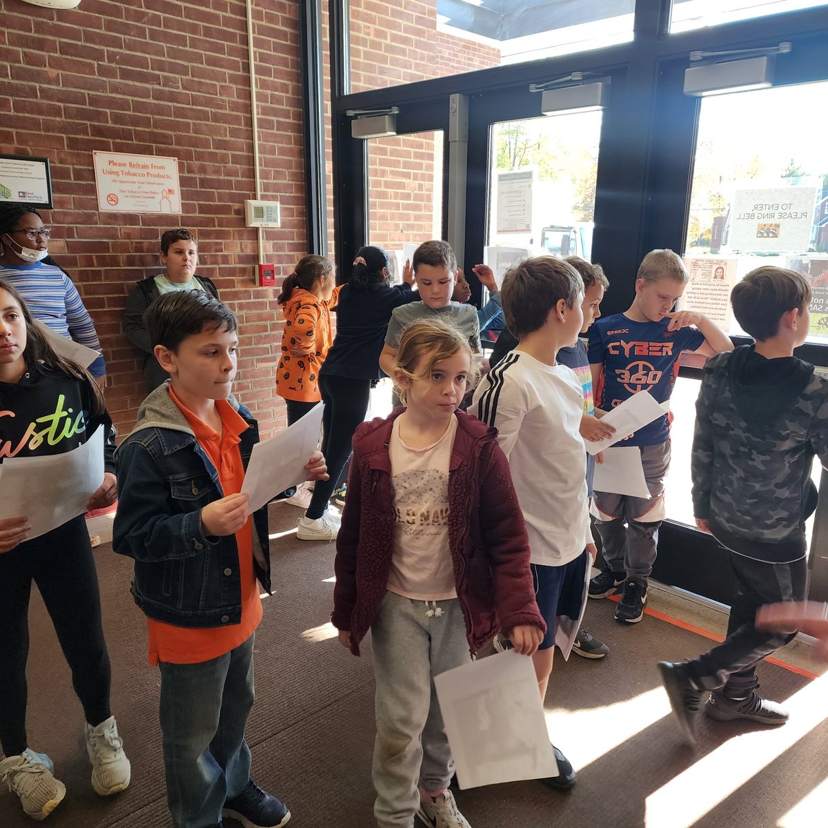 Mrs. Neale's class is on the move today while learning about NYS!