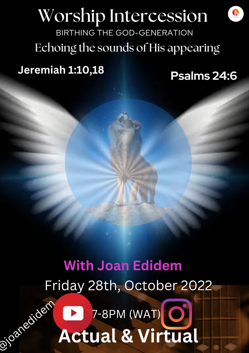 joanedidem's tweet photo. The worship intercession is here.
Interceeding in songs and sounds for all....individuals, families, nations, situations, tearing down, building up, uprooting, installing according to the will of God. God never fails nor change. And now a new thing is birthed. https://t.co/wHuGb4bPyq