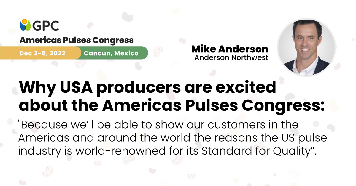 GlobalPulsesGPC's tweet image. Mike Anderson is the president of Anderson Northwest, a company based in USA that works in origination, marketing, trading and logistics of commodities like #DryWholeGreenPeas, #SplitPeas, #Lentils and others.

Register for the #AmericasPulsesCongress👉🏽 gpc.globalpulses.com/cancun22