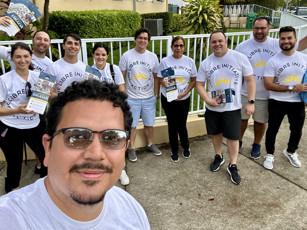 VoluntaryXCHG's tweet photo. .@libre_action eager to get out this morning and canvass in #Florida’s District 27 to send policy champion @MaElviraSalazar back to Washington! #LIBREAction #LIBREinAction https://t.co/e6TzlZ9p9f