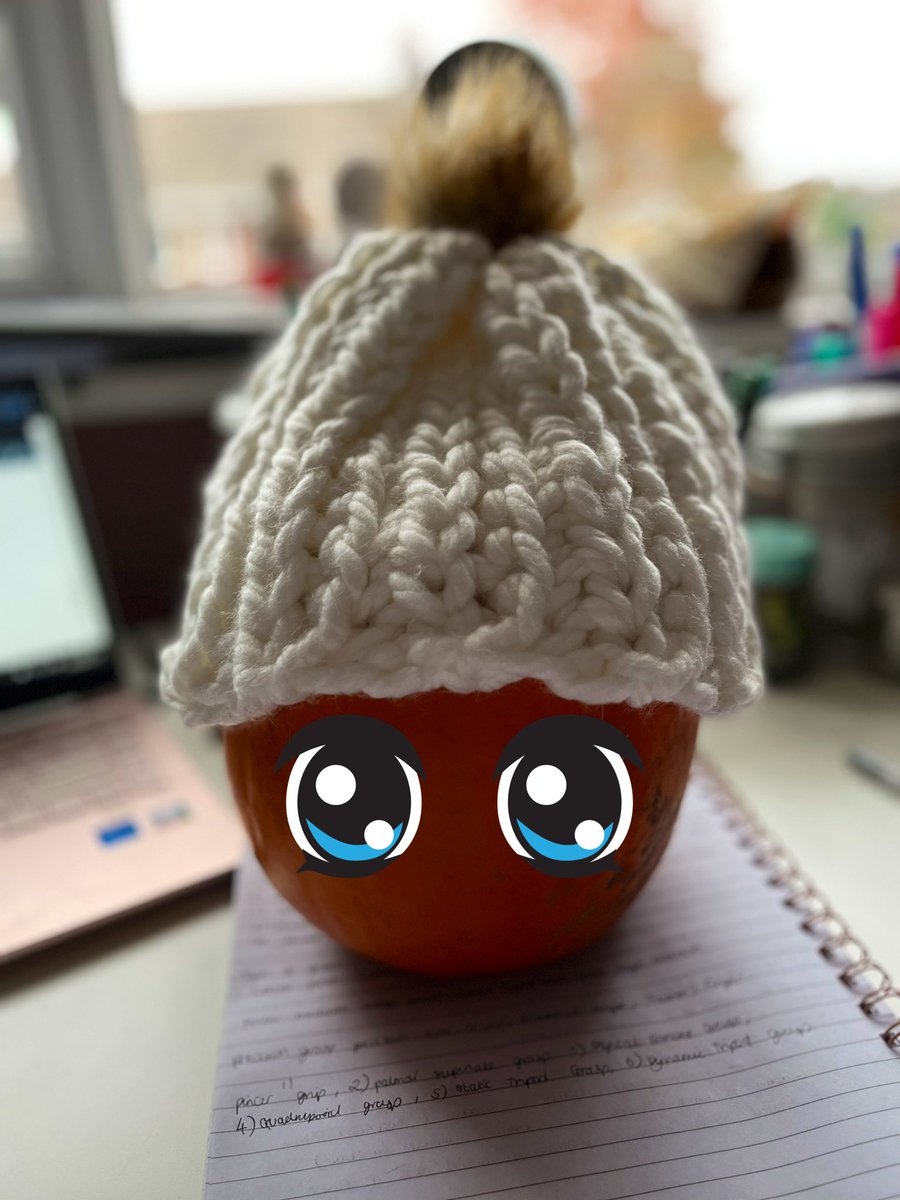 charleastickOT's tweet photo. Poor Miss Pumpkin doesn’t have a clue what’s happening to her tomorrow…🤣🎃 @SunderlandOT #pumpkincarving #OTworkshop #handgrips #OTstudent https://t.co/EwJDwcHNNj