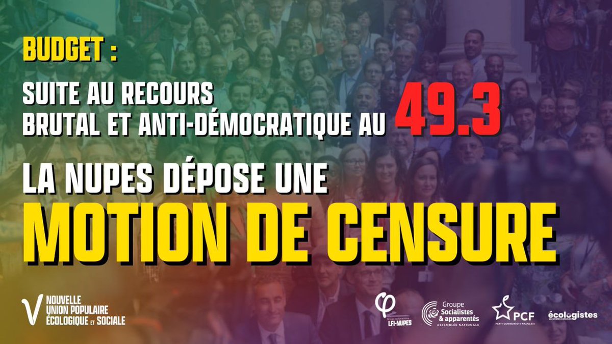 TrouveAurelie's tweet photo. Hier la réquisition contre le droit de grève, aujourd'hui le 49.3 contre le débat parlementaire. La casse sociale et écologique exige de bâillonner ses opposants.

Soyons déterminés à faire entendre nos voix, dans la rue comme à l'Assemblée ! #MotionDeCensure https://t.co/v5ZSIyejZ2