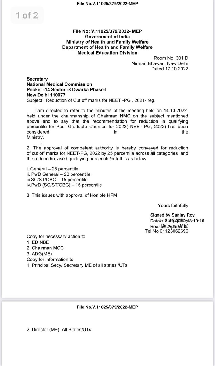 DoctorActivist's tweet photo. #Neetpg cut-off is reduced https://t.co/mplxTrZVdJ