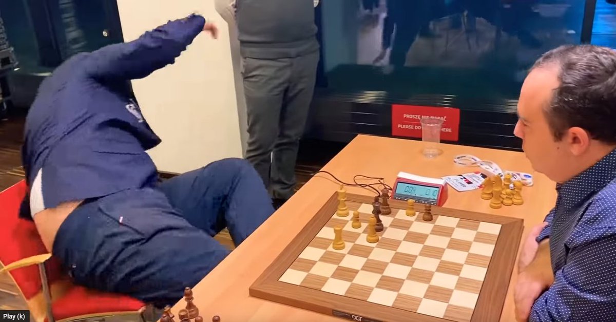 DonkeyChess's tweet photo. My favorite chess picture, a move so powerful it sent the opponent flying #chesschamps https://t.co/Tl3riFJon0