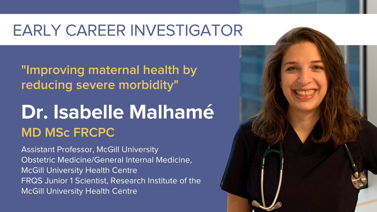 Dr. Isabelle Malhamé (@IsabelleMalhame) is the ECI award winner presenting alongside Dr. Bhutta next week Thursday! Her presentation is titled: 'Improving maternal health by reducing severe morbidity'