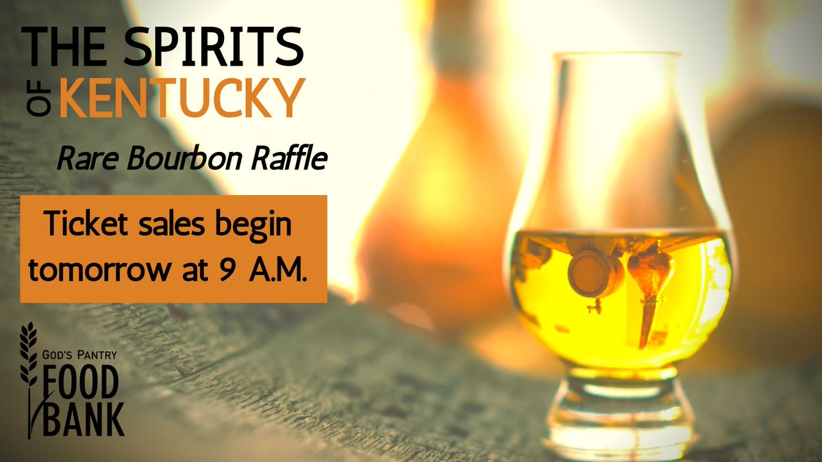 GPFoodBank's tweet photo. Set a reminder for tomorrow at 9 A.M. EST, when ticket sales begin for The #SpiritsofKentucky #RareBourbon Raffle! Win some hard-to-find #Kentuckybourbons while supporting God’s Pantry Food Bank ! Only 1,000 tickets will be sold! Cost per ticket = $100.
https://t.co/0qahV92w8G https://t.co/KySh2ZT4UR