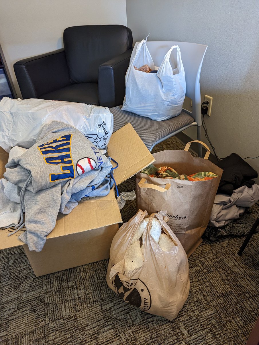 CCRILaura's tweet photo. This right here is why I LOVE where I work. Asked for some warm clothes for a client in need and have gotten an overwhelming response from staff here within 24 hours, with more on the way. #CCRIThanksYou #TeamCCRI #ILoveCCRI https://t.co/c3uIDbIukV