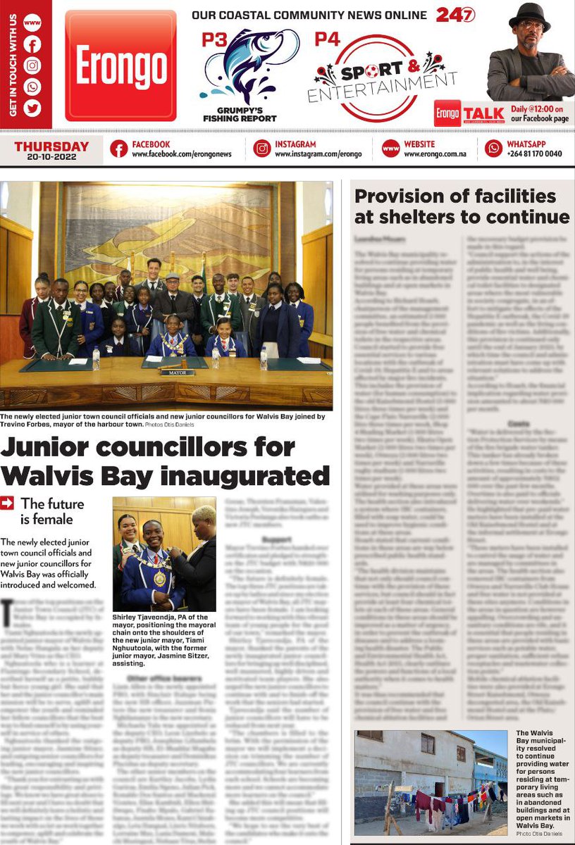ErongoNews's tweet photo. Grab your copy of the @republikein_na , @namibiansun or @AZnamibia tomorrow to get the latest Erongo news. 

Happy reading! 
#ErongoTalk 
#Erongo24/7 https://t.co/4w5nbE1cOq