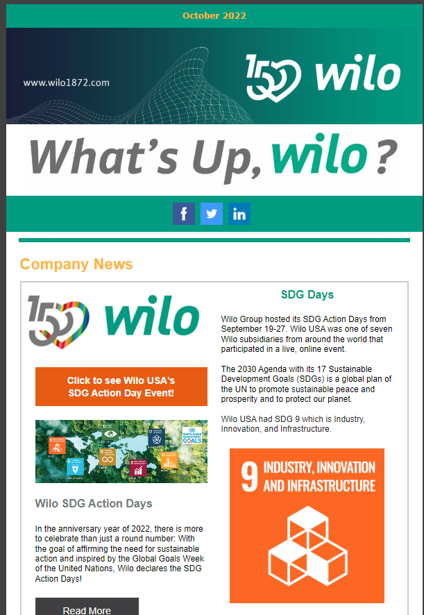 WILOUSALLC's tweet photo. See what we've been up to in our @WILOUSALLC October newsletter!
👉https://t.co/BqQVSmOEQ7
🍂Global sustainability projects
🍂Wilo's anniversary year
🍂Upcoming events and more!
#Wilo #WiloUSA #WhatsupWilo #companynews #OneCompanyFiveGreatBrands #WiloGroup #newsletter #Q4 https://t.co/Z3YlRs43M1
