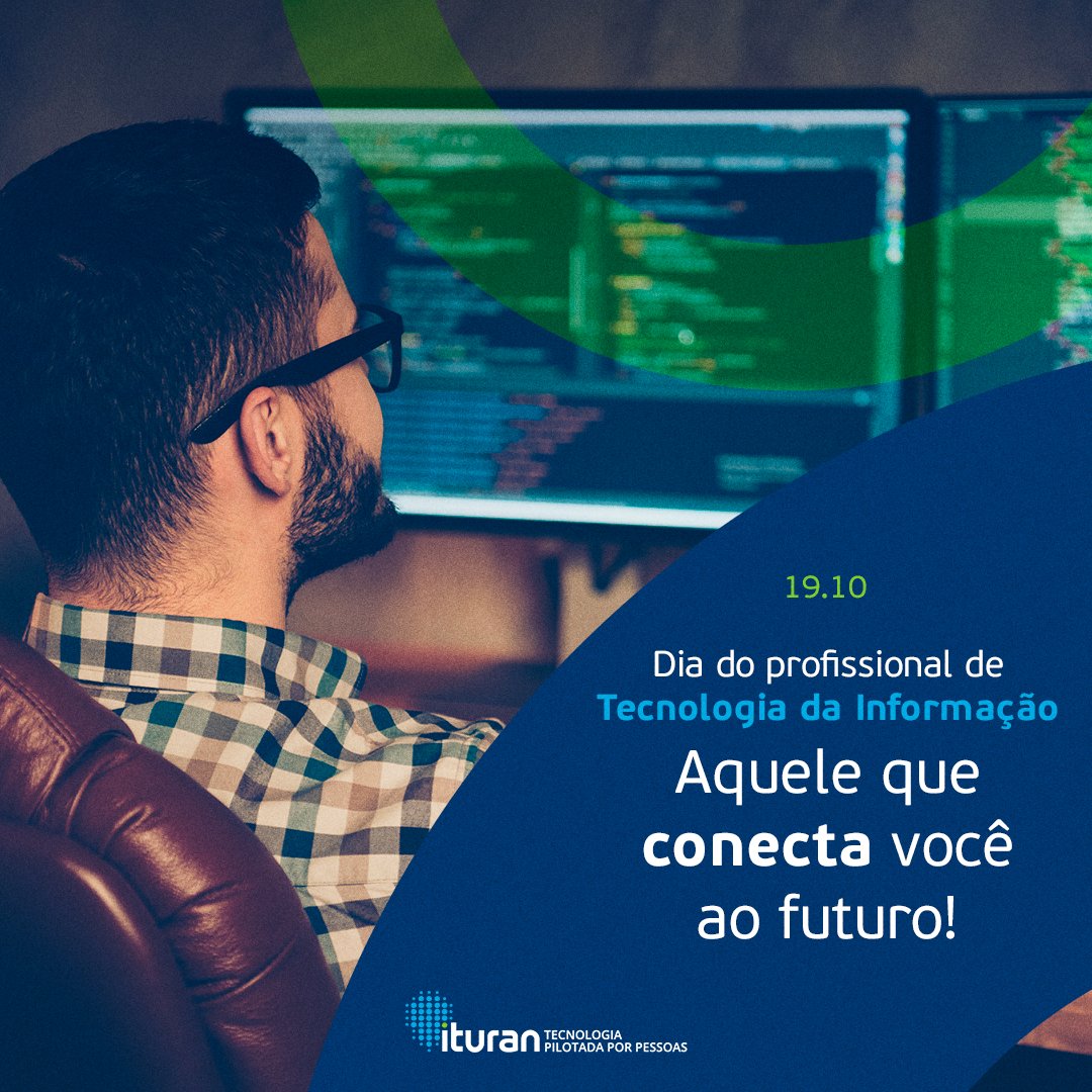 ituranbrasil's tweet photo. Hoje é dia de comemorar quem trabalha para conectar você com o futuro. Aos profissionais da área, um Feliz Dia do Profissional de Tecnologia da Informação! 💚 #Tecnologia #TecnologiaDaInformação #Ituran #IturanBrasil https://t.co/xOqGD4uqOv