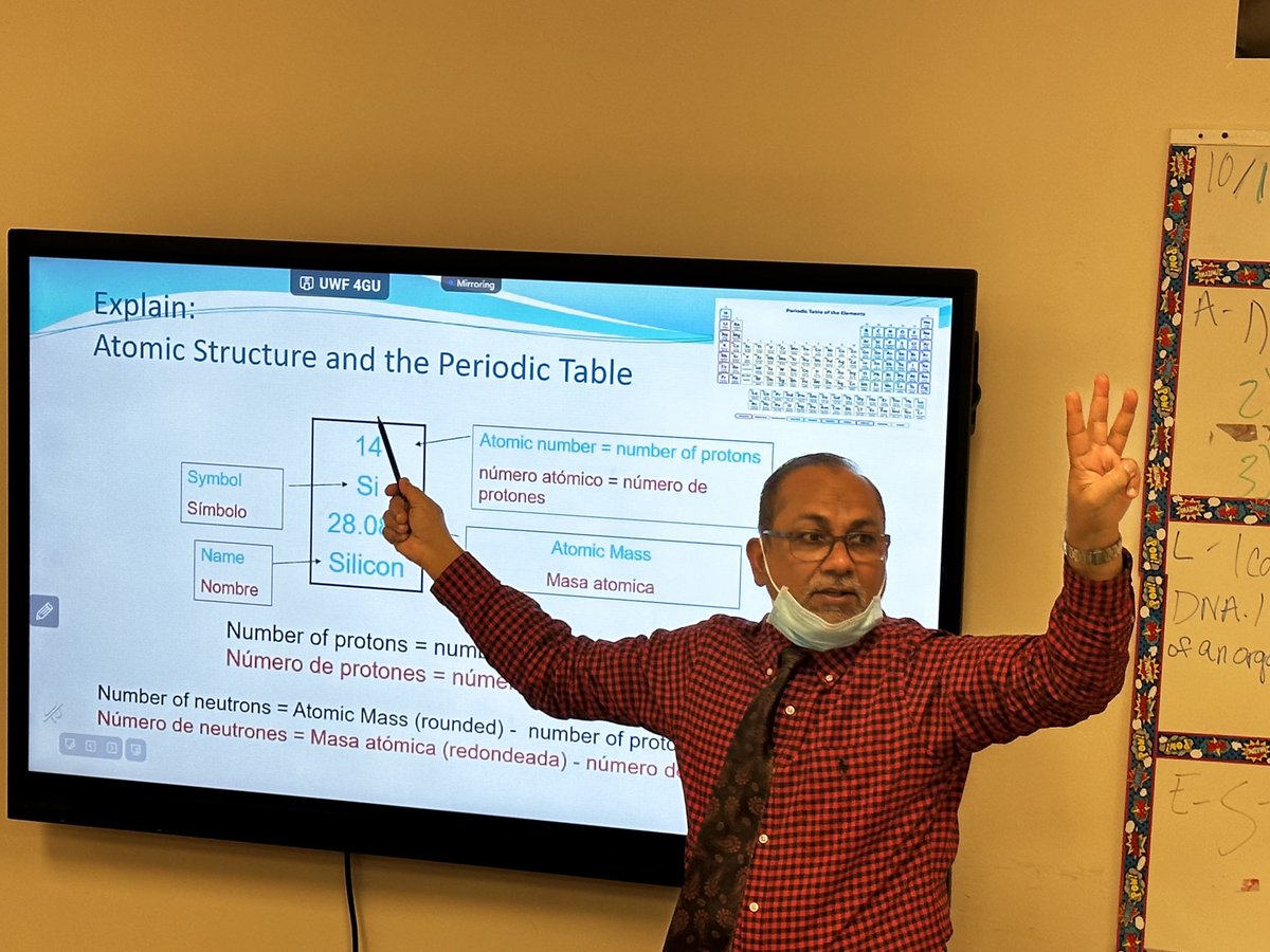 CMwapea's tweet photo. Dr. Abid modeling a Chemistry lesson to EB students complete with visuals, signage, and translated slides ⁦@scarboroughHTX⁩ @csmith4_smith ⁦@HISD_Curric⁩ ⁦@lilly_rincon⁩ ⁦@ladykrc⁩ ⁦@MsDeanCrawford⁩ ⁦@HISDHighSchools⁩ ⁦@TeamHISD⁩ ⁦ https://t.co/1p47JHg5Zz