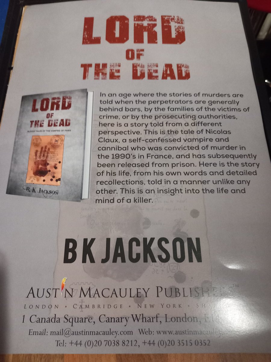 BKJacksonAuthor's tweet photo. It's official! I am doing a #booksigning @Waterstones in Ayr! Saturday the 19th of November at 1pm! #Ayrshire #waterstones #truecrime #nonfiction @AustinMacauley #murderbook #cannibal #cannibalism #novel #signed #meettheauthor https://t.co/lX63t0oN95