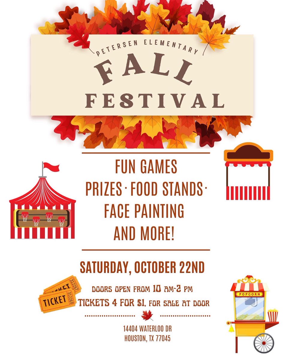 PetersenTigers's tweet photo. Petersen Community! Our fall festival is this Saturday October 22nd!!! Come back and have fun with us! 
Comunidad Petersen! Nuestro festival de otoño es este Sábado Octubre 22! Los esperamos! https://t.co/JPgPFsT5PI