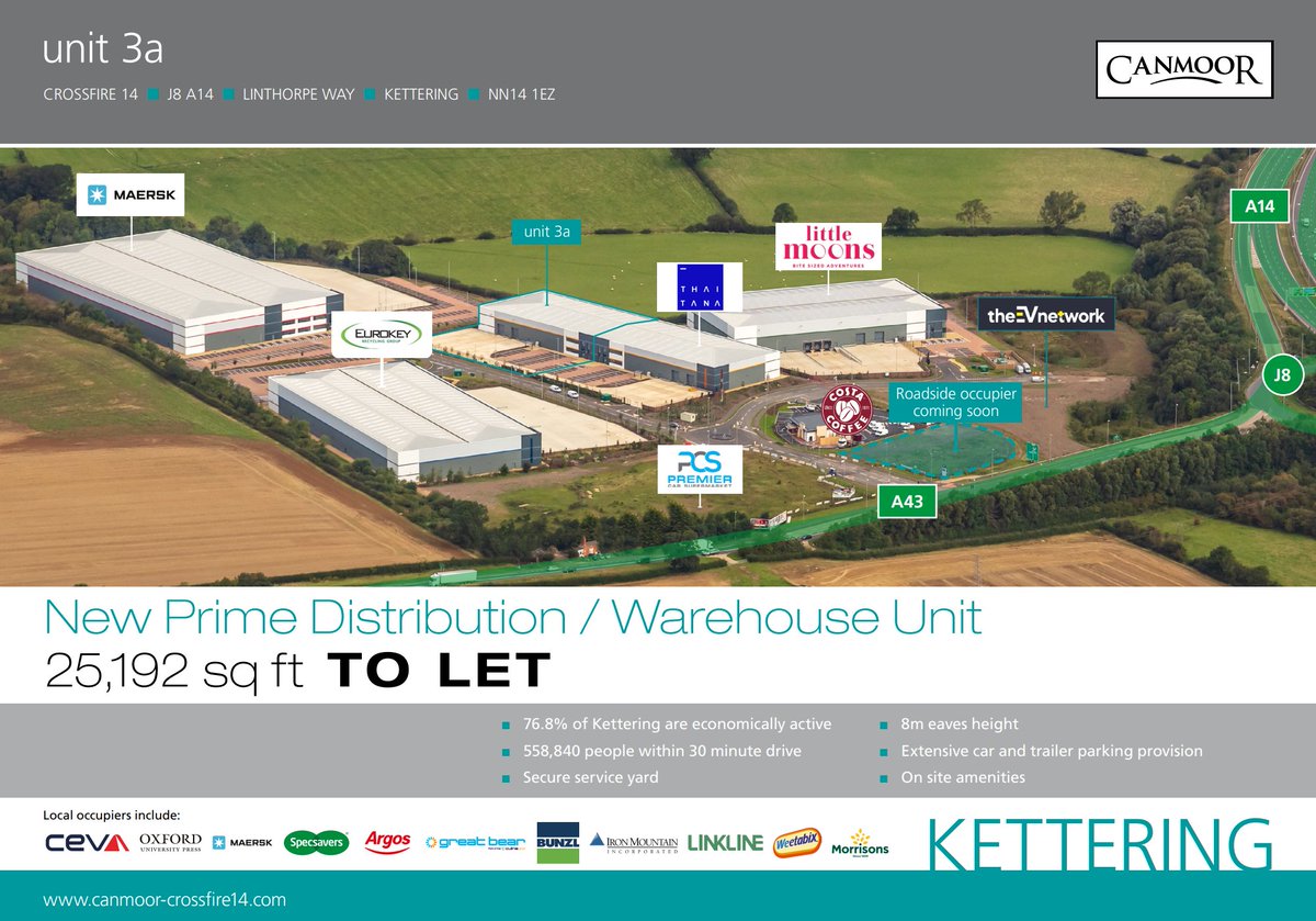 propsearchcom's tweet photo. Pleased to have been instructed with @DTRE_LLP to seek a #tenant for this prime 25,192 sq ft #distributon #warehouse in #Kettering #Northamptonshire with features including 8m eaves height, secure service and extensive car and trailer parking; located at Junction 8 of the A14 https://t.co/COlI4vsfPA