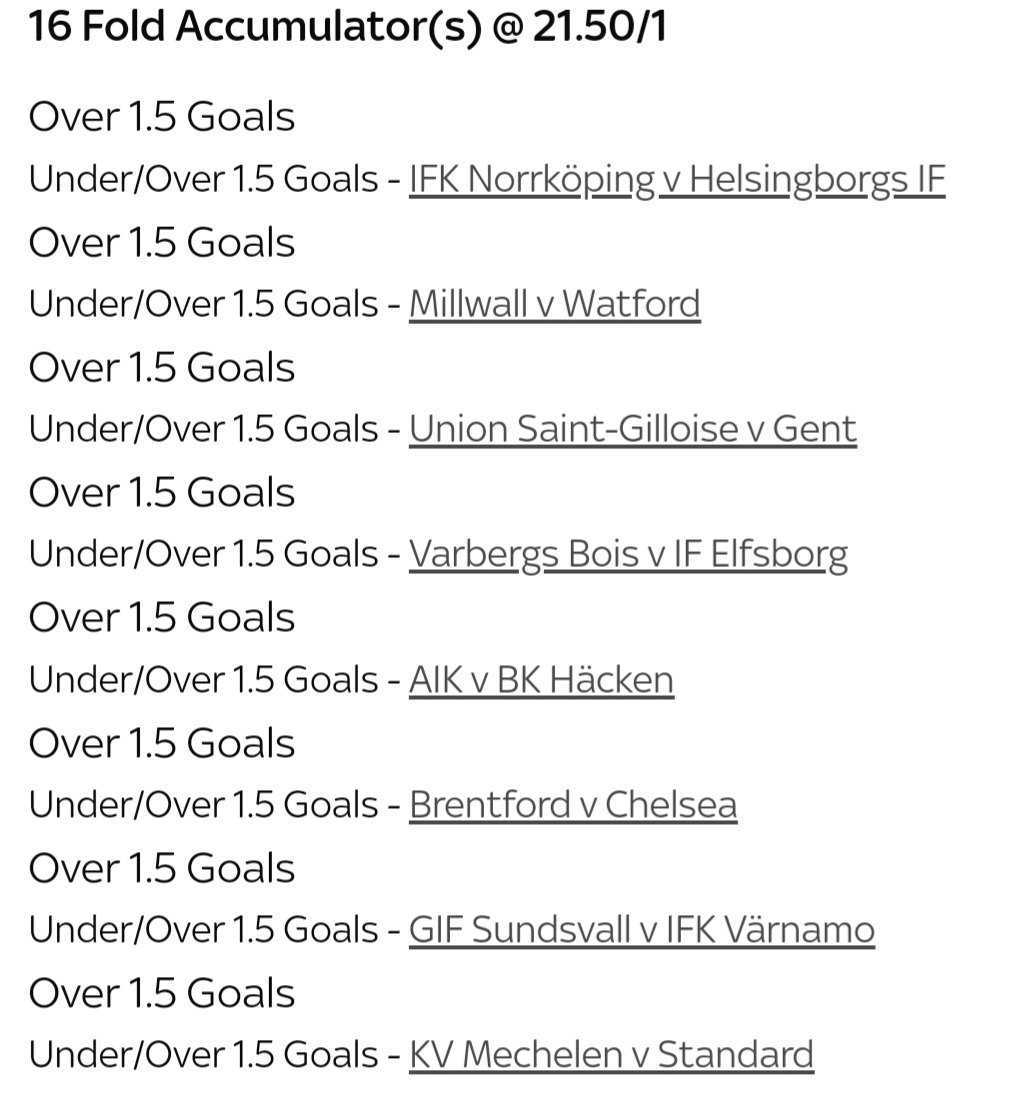 Gary Doc On Twitter For The Over 1 5 Goals Acca Sadists
