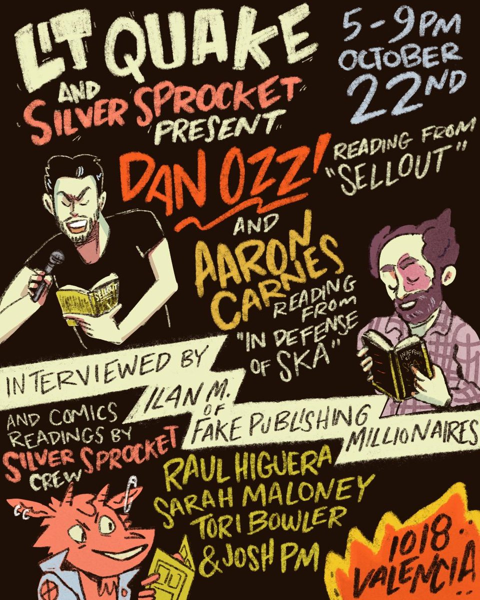 How many of you have 'Sellout' and 'In Defense of Ska' on your bookshelf? This Saturday, @danozzi and I will be talking about our books that we spent YEARS writing. Check out this @Litquake event. And come tell @joshpm in person that they made an amazing flyer! I'll have books!