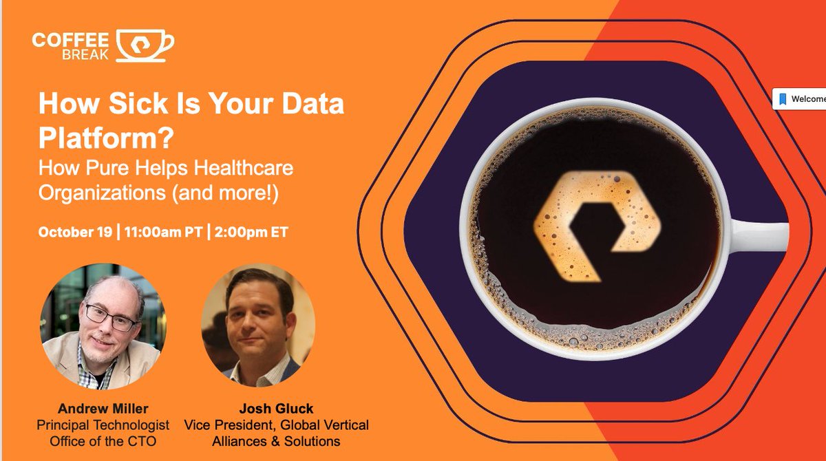 Need a Coffee Break today? Join us in 1.5 hours to hear Josh Gluck's background as a customer exec in finance &amp; healthcare and stories about helping healthcare and financial orgs.

As always, we'll keep it relaxed + free coffee for joining.

purestorage.com/resources/webi…